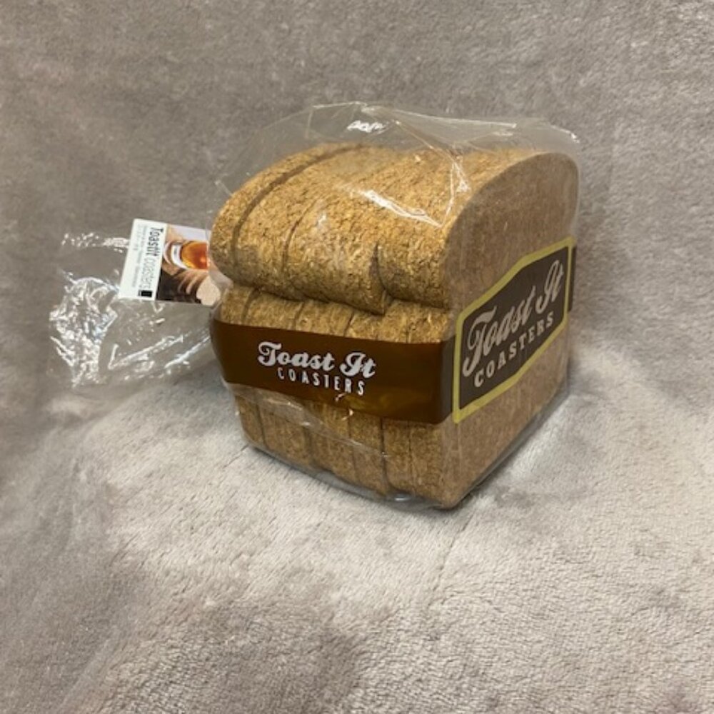 Toast It! Coasters. 8 Coaster in the shape of Sliced Bread.New. Never opened